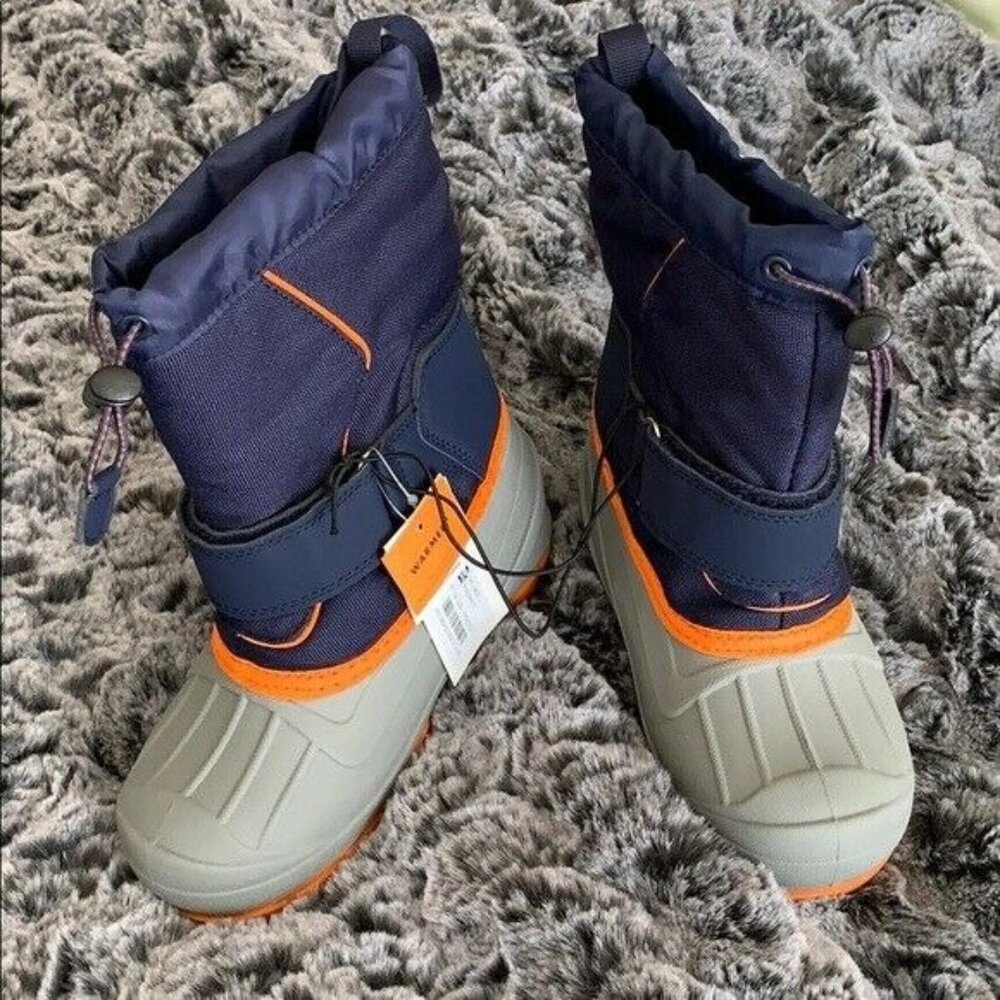 Cat & Jack Winter Boots Blue and Orange Gray Rubber Bottom Insulated Size 6 NWT